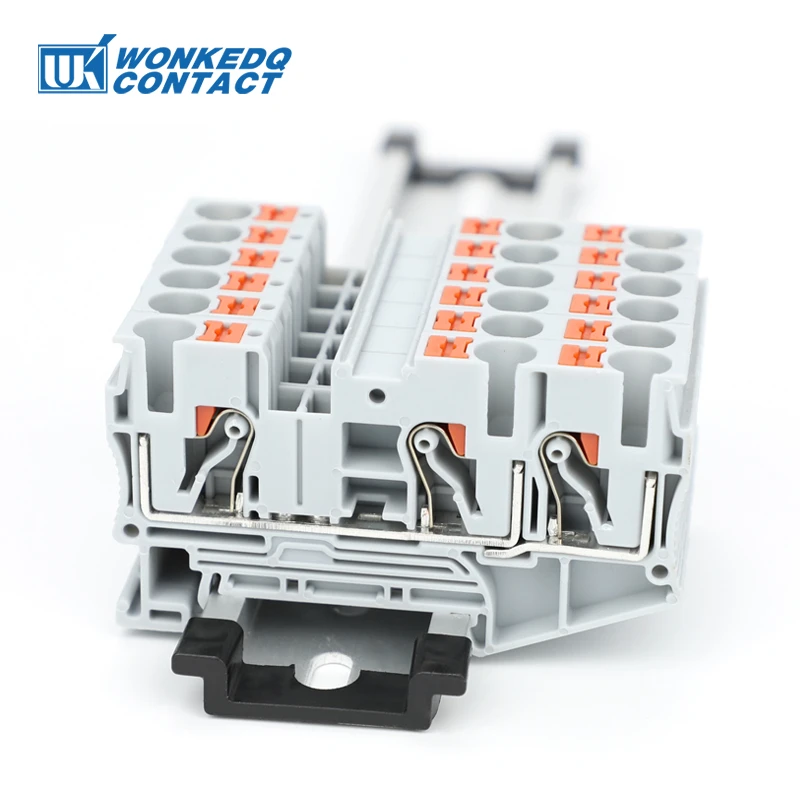 10Pcs PT6-TW Push-in Terminal 6mm 1-input 2-output Electric Wire Connector PT 6-TWIN PT 6-TW Din Rail Terminal Block