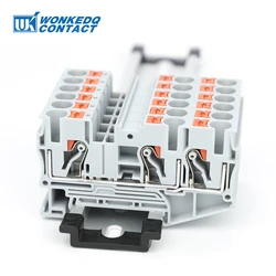 10Pcs PT6-TW Push-in Terminal 6mm 1-input 2-output Electric Wire Connector PT 6-TWIN PT 6-TW Din Rail Terminal Block