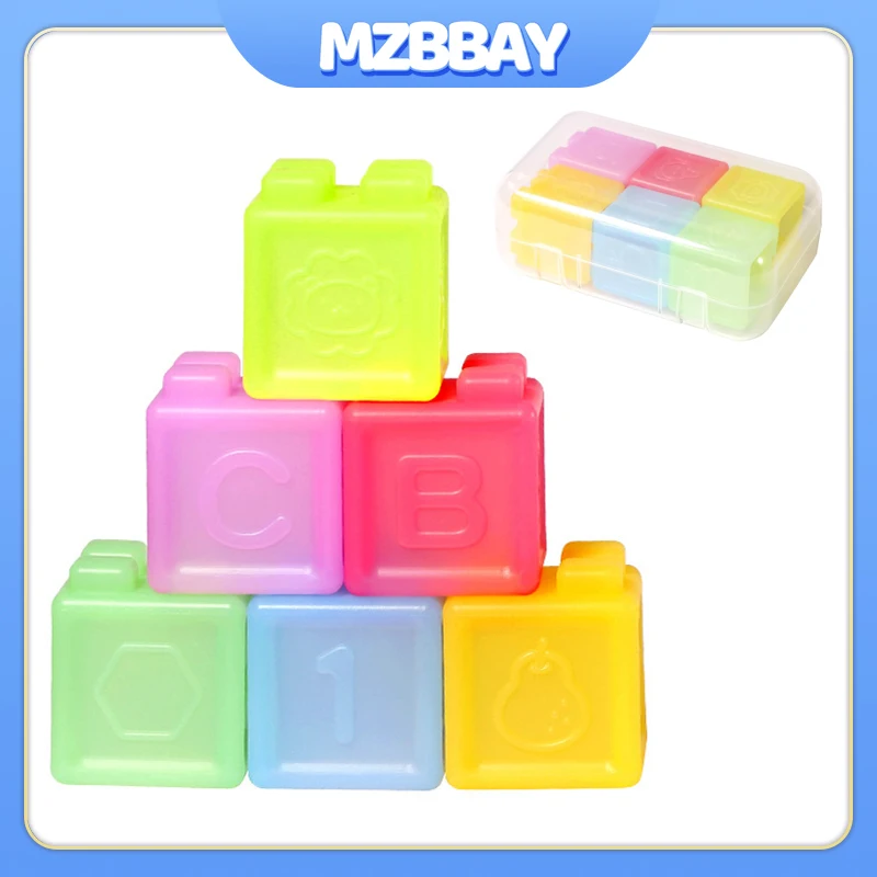 Bebek Silikon oyuncak inşaat blokları Montessori 3D Yumuşak Küp Sıkma Oyuncak Çocuk Erken Öğrenme Dokunmatik Bilişsel Oyuncak Yenidoğan Hediyeler