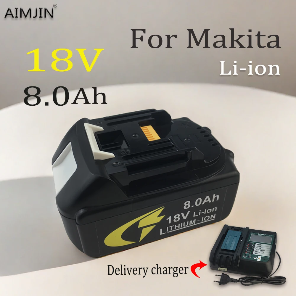 

For Makita 18V 8.0Ah LED Light Display Power tool Li-ion Battery，With Charger