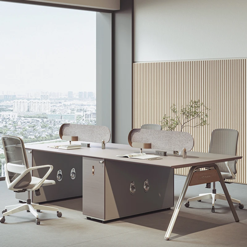 Desks and chairs, combined staff screens,  , 6 seats, modern and simple computer