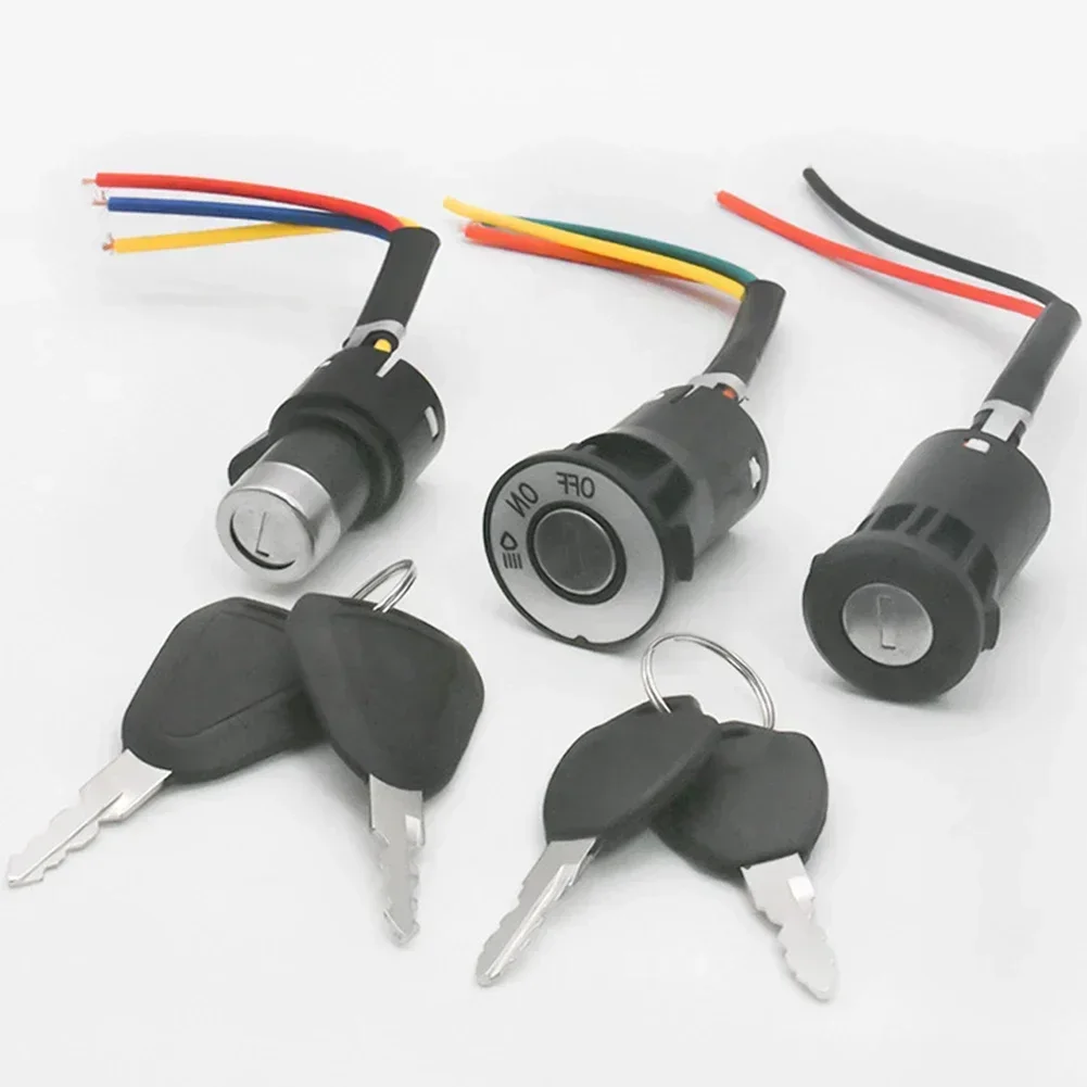 E-bike Ignition Switch Key Power Lock Electric Bicycle Biking Portable Dustproof Cycling Parts For Electric Scooter Lock+2 Key