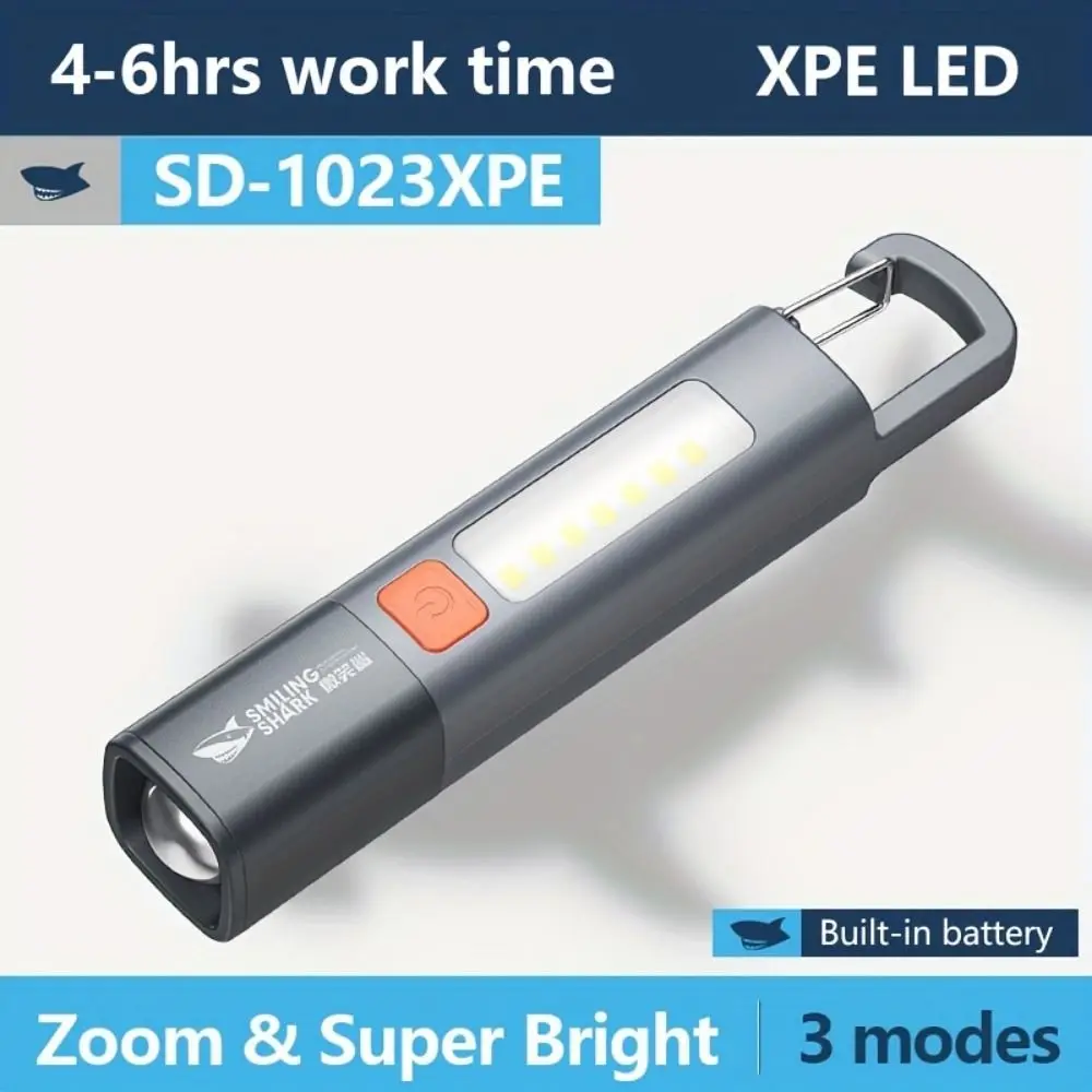 USB Rechargeable LED Torch Light Waterproof Zoomable LED COB Flashlight Lock SD1023 XPE Bright Flashlight Camping