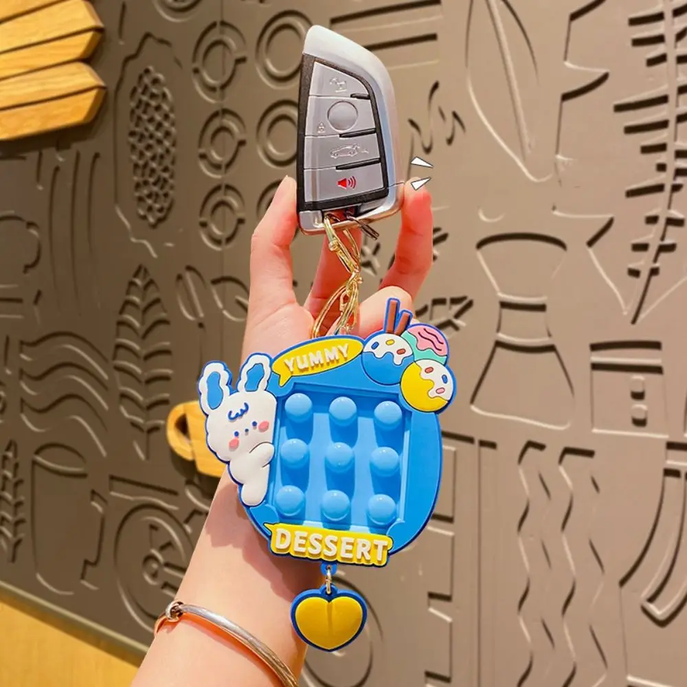 Push Bubble Dimple Toy Keychain Reliever Key Rings Fidget Toy Keyring Maze Pinch Cartoon Pinch Bubble Toys Keychain Children