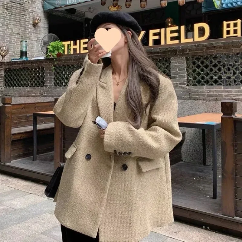 

Осенне-зимняя мода, новый профессиональный женский свободный и толстый пиджак с лацканами, куртка в стиле ретро для поездок на работу