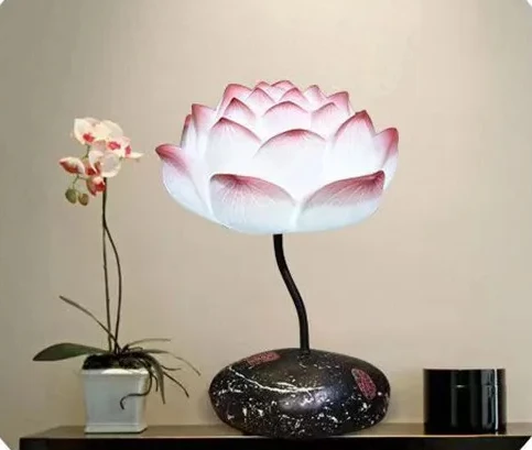 

Contemporary Lotus Table Lamp Chinese Style Living Room Bedroom Tea Room Study Art Decorative Light