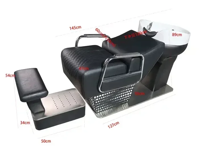 Salon Hair Chair Furniture  Haircut Beauty Salon Hair Washing Shampoo Bed  for Barber Shop With Ceramics Bowl Basin