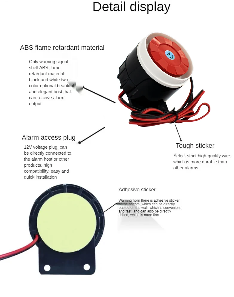 12 فولت الجرس إنذار مكبر الصوت ديسيبل 120db إنذار مضاد للسرقة صفارة الإنذار كهرضغطية مقاوم للماء
