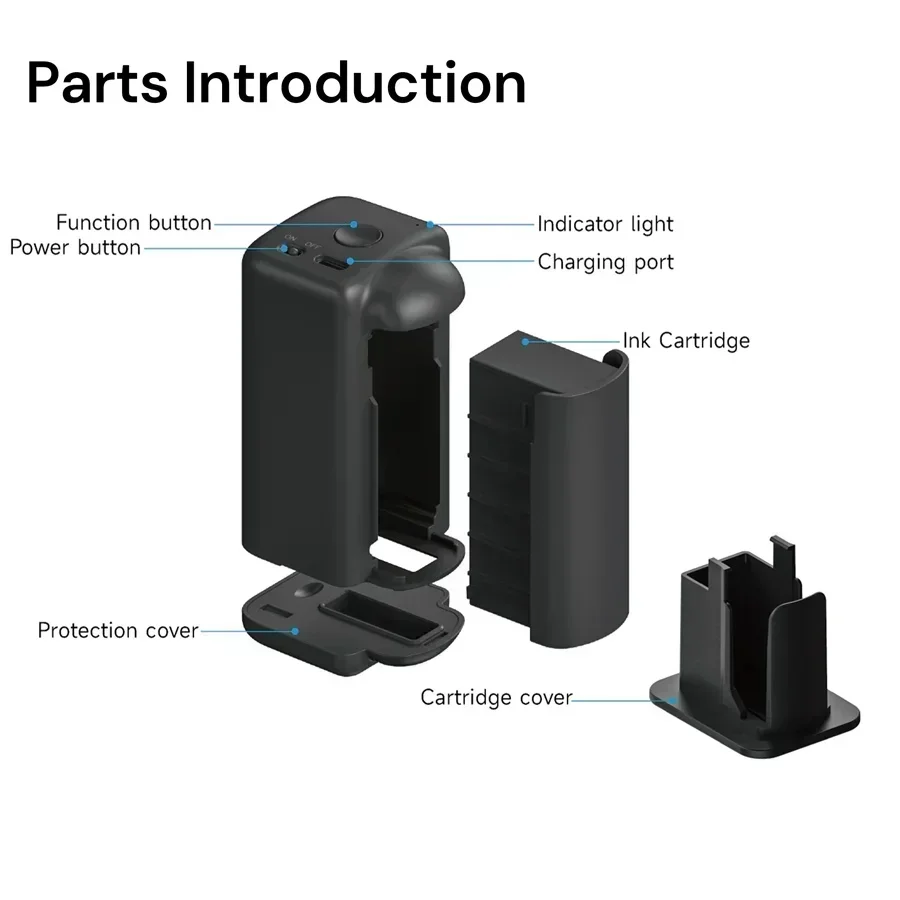 EVEBOT PRINTIND Portable Handheld Industrial Inkjet Printer Bluetooth Wireless Smart Mini Printer Quick-dry Ink (Permanent Ink)