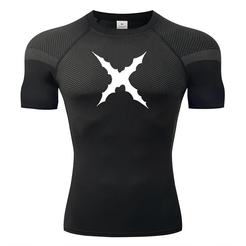 

HANRAN New Compressed shirt Men's Running T-Shirt Quick Dry Sports Tight Fitness Training T-Shirt Men Workout Shor-sleeve Tops