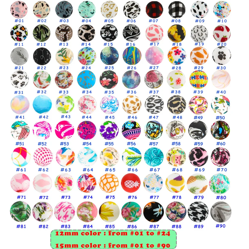 50-500Pcs Leopard Terrazzo Dalmatian Camo Silicone Beads Leopard Print 15MM/12MM For Jewelry Necklaces Making