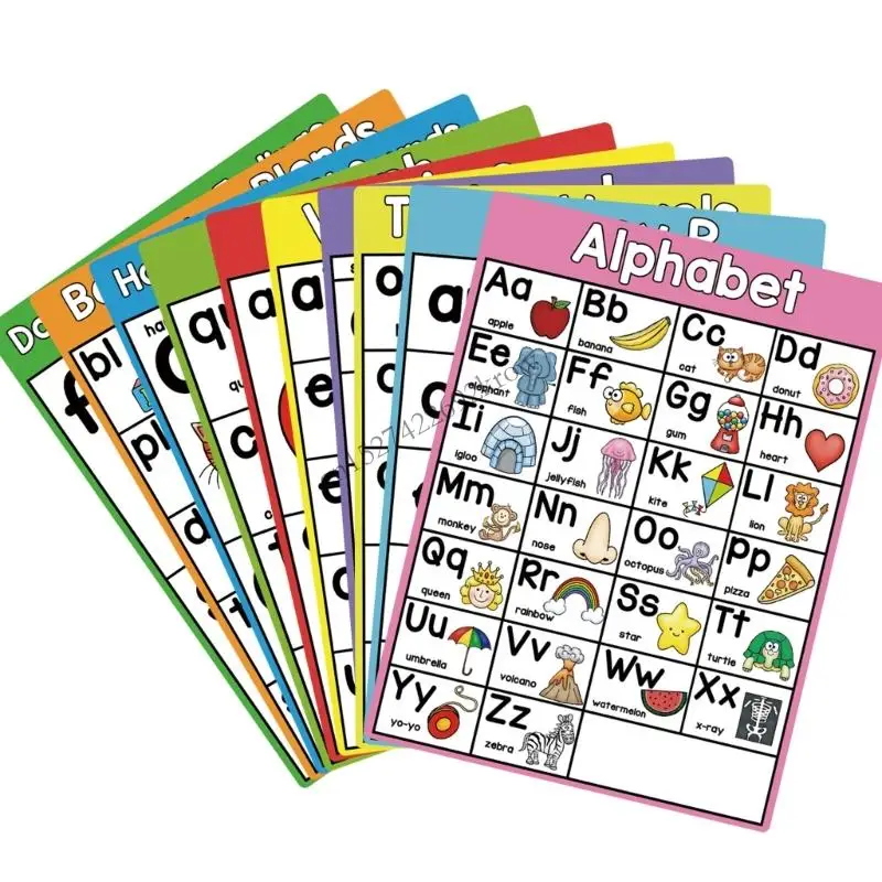 R9CB 10sheets Basic Phonics Poster 10 Темы детей.
