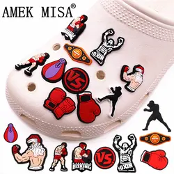 Boxing Style Shoe Charms Design Decoração, Luvas De Boxe Para Acessórios De Sandália De Jardim, Presentes De Festa De X-mas Para Crianças, 1Pc