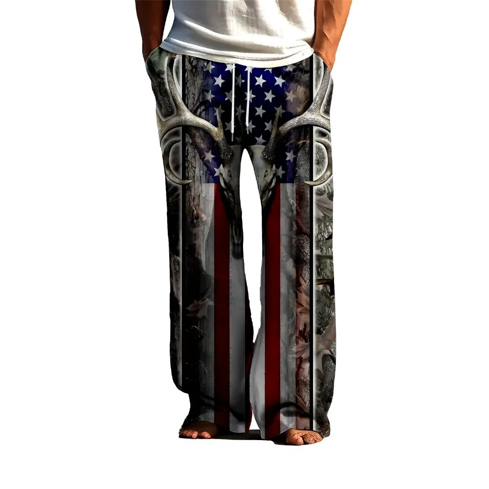 

Весенние и осенние новые мужские широкие брюки с 3D цифровой печатью, свободные и удобные, невыцветающие мужские повседневные брюки.