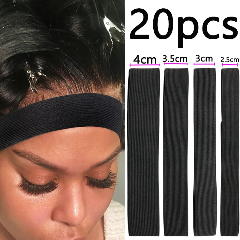 20 Pieces Elastic Band For Wigs Lace Melting Band Wigs Grip Band Adjustable Fixed Edges Wrap Band