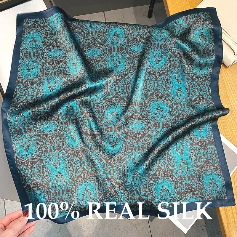 

New 100% Natural Silk Square Scarf for Women Hairband Foulard High Quality Bandana Scarves Female Summer Headkerchief Shawl Wrap