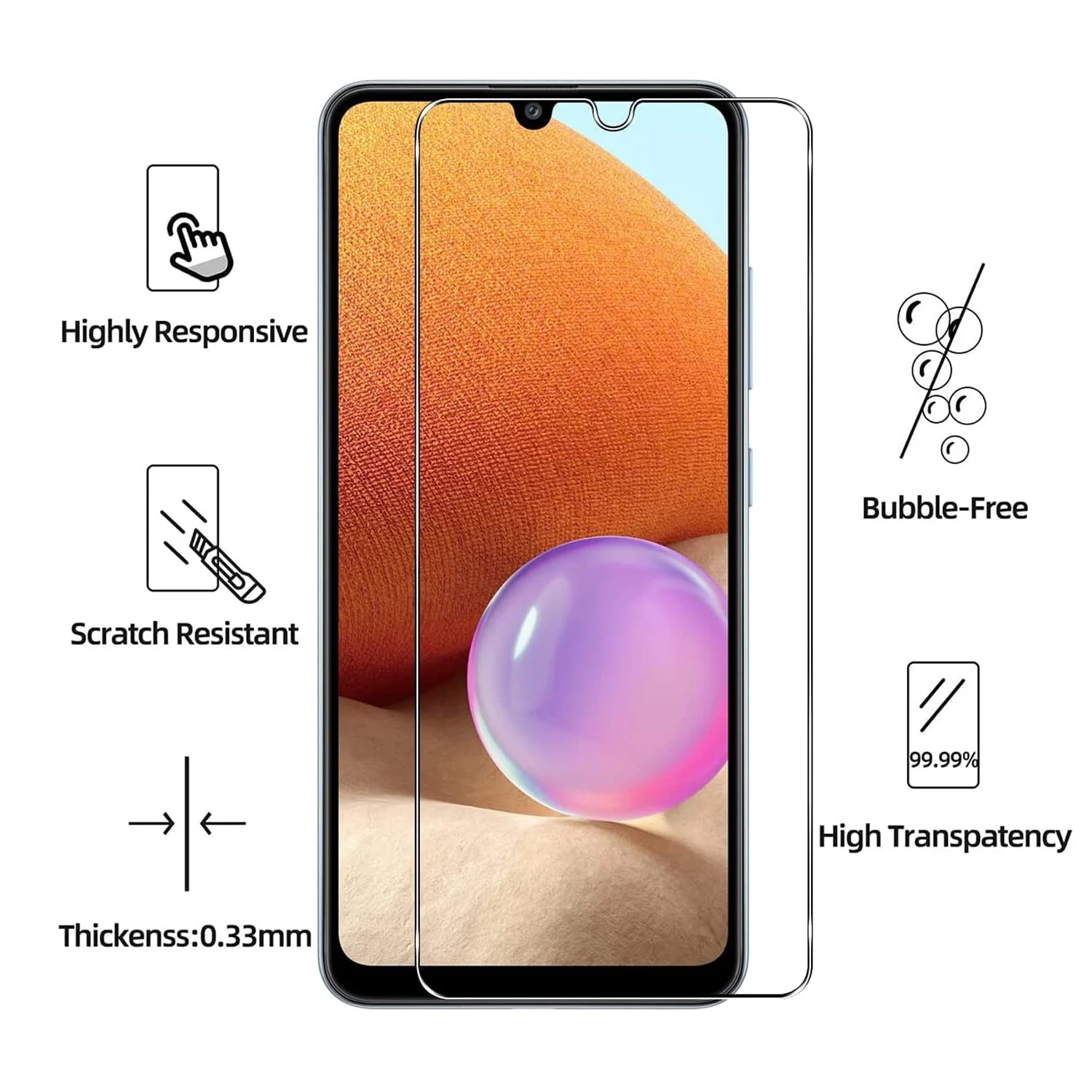 2/4Pcs 100d Screen Protector Glas Voor Samsung Galaxy A05 A 05S Gehard Glas Film