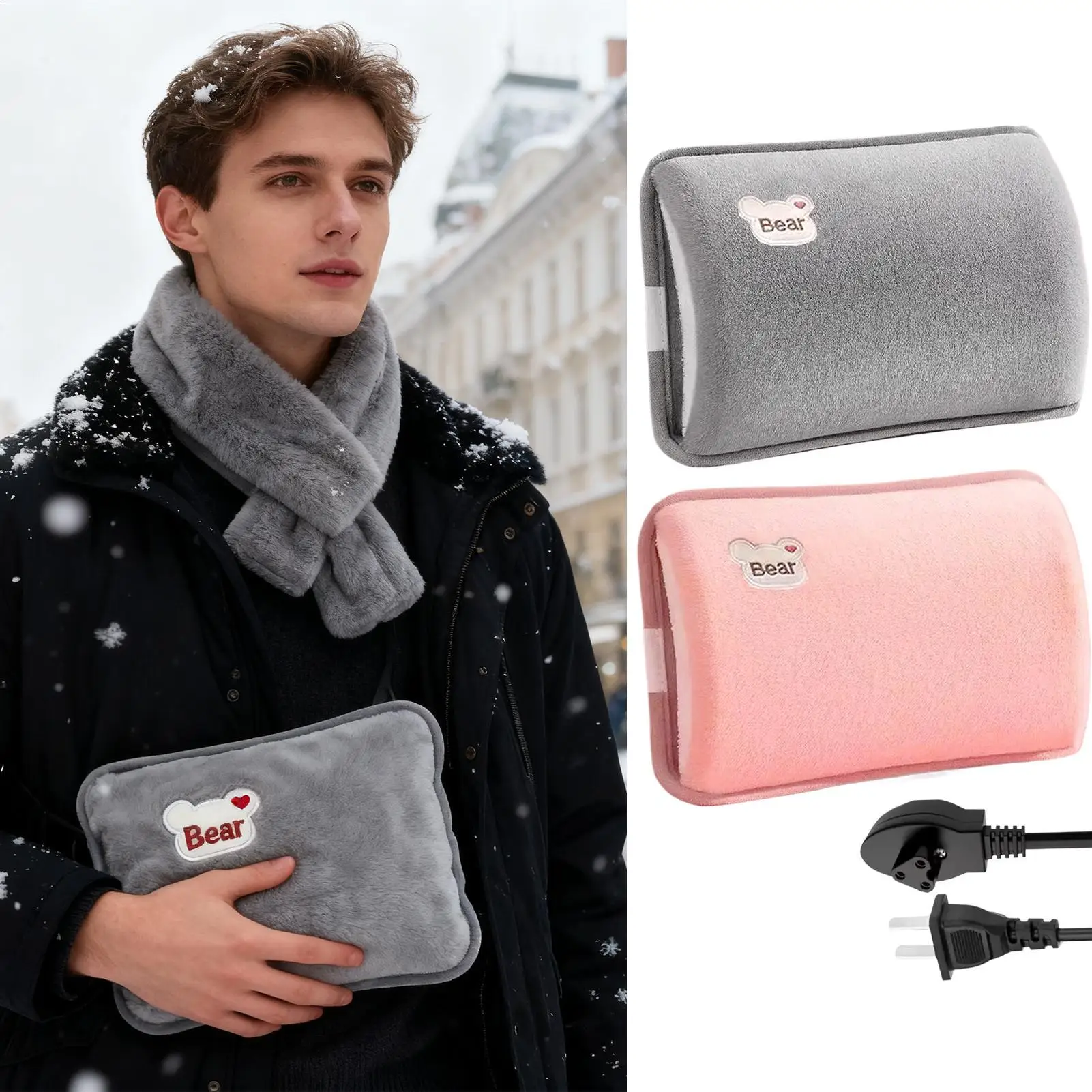 Hot Water Bottle Leak-Proof Electric Hand Warmer Heating Pad Hot Water Bottle For Winter Cold Weather Period Cramps Muscles Neck