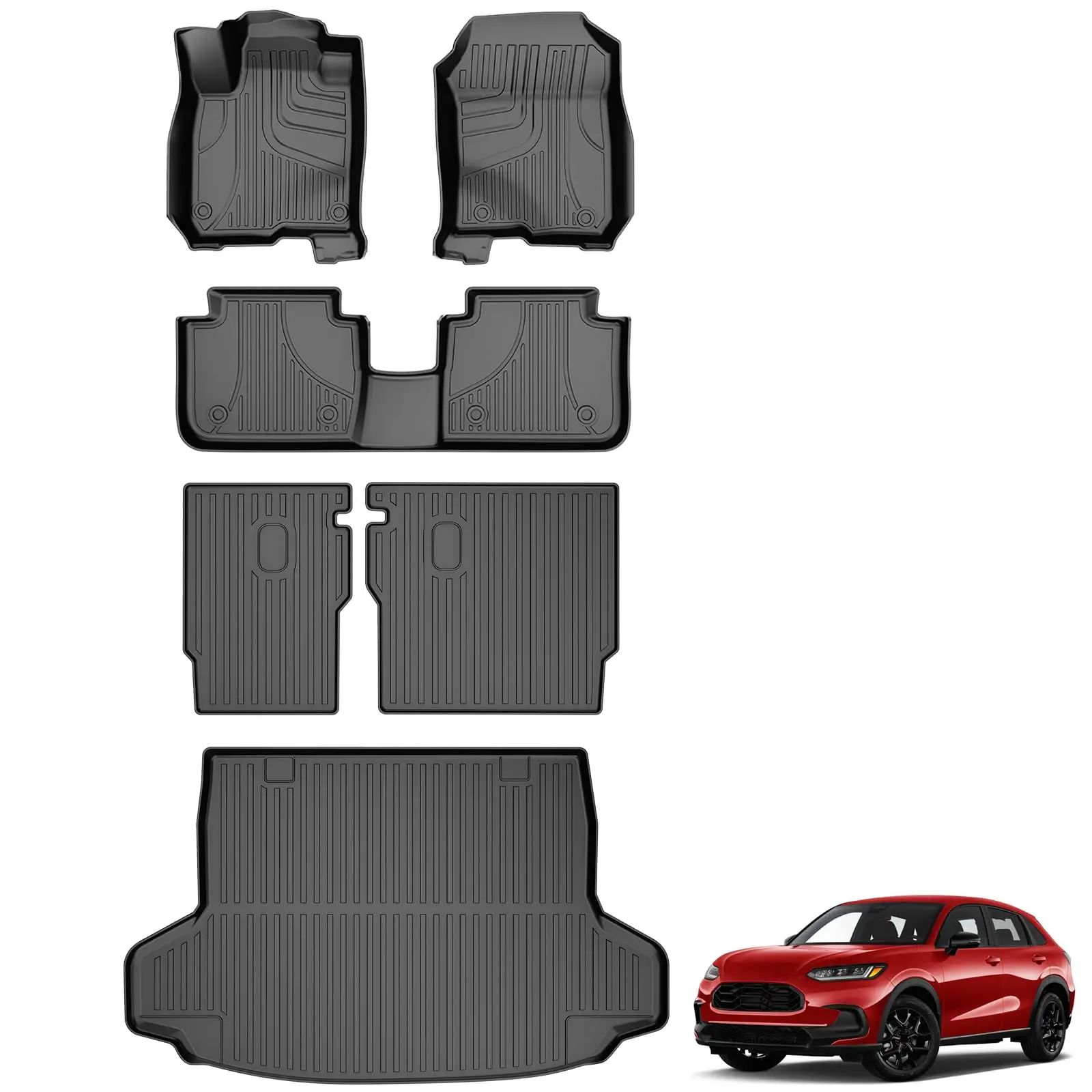 

All Weather Floor Mats & Cargo Liner Custom Fit 2023-2026 Honda HRV & Acura ADX 2025: Anti Skid 1st & 2nd Row & Trunk Mat