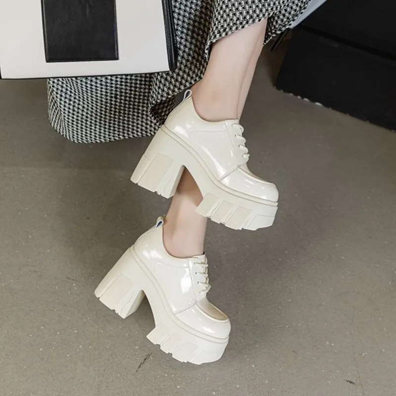 DIMANYU Women\'s High Heels Platform 2026 New Lace-up Spring Women\'s Shoes Fashion Genuine Leather 11cm High Ladies Shoes
