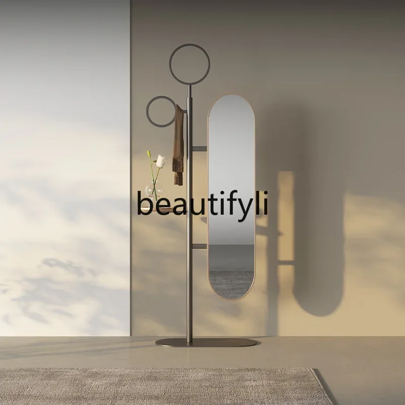 

Entrance bedroom full body fitting mirror vertical full-length mirror coat rack integrated floor-to-ceiling household hanger