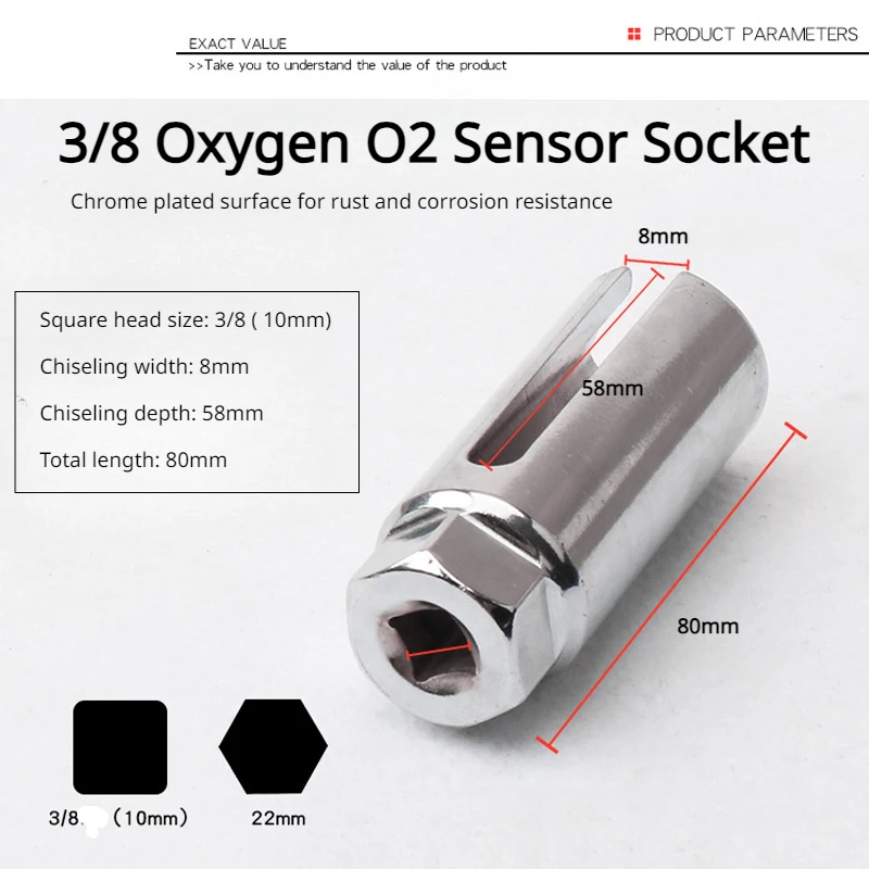 5 Pcs Auto O2 Oxygen Sensor Socket Offset Wrench Remover Tool Thread Chaser Tool apanese European Style Oxygen Sensing Wrench