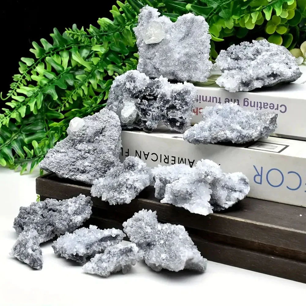 Grappe de cristal naturel noir et de fluorite-ornement décoratif pour la maison, l'aquarium et le jardin aménagement paysager énergie de guérison Stonr