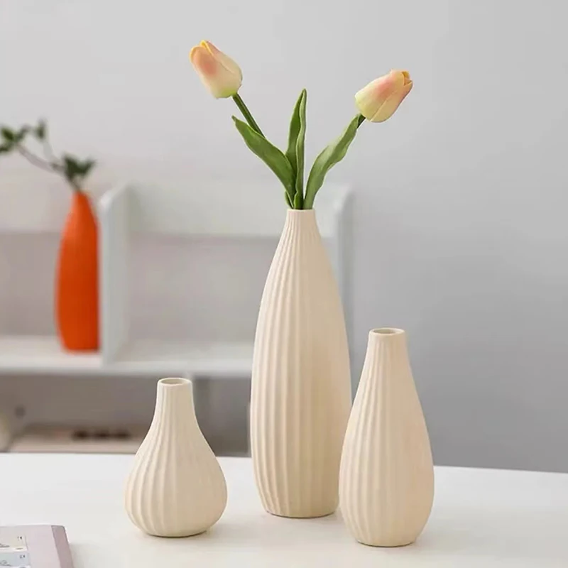 Ceramic vase Set-3 Small Flower vases for Decor,Modern Boho Farmhouse Home Decor,Decorative vase for Pampas Grass&Dried