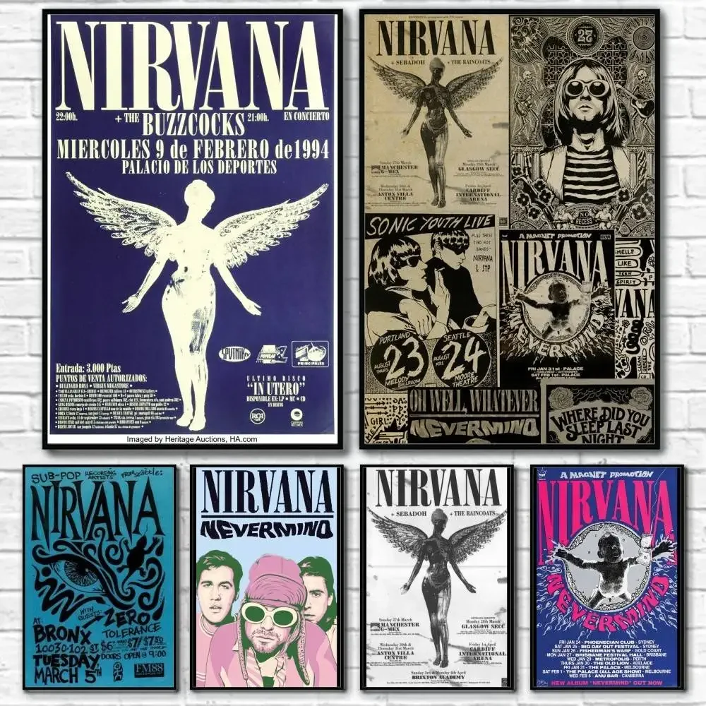 Band Hot N-Nirvana Classic Movie Poster Water Proof Paper Print Room Decor Stickers Art Wall Decoration Bedroom Living Room
