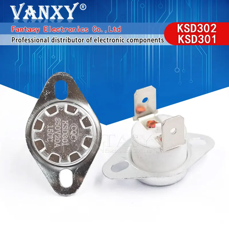 2pcs KSD302 16A 250V Ceramic KSD301 Normally Closed Temperature Switch Thermostat  40 55 65 75 90 100 110 120 140 150 180 190C C