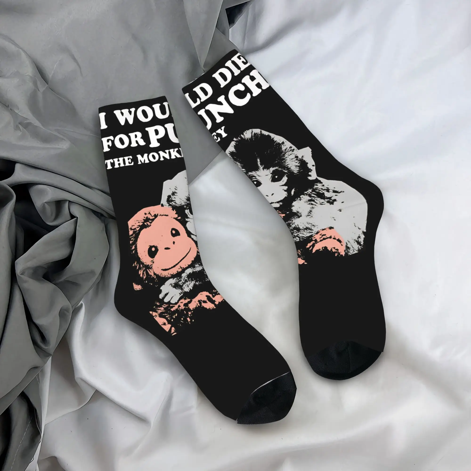 

I Would Die For Punch The Monkey Socks Design Stockings Anti Bacterial Men Socks Soft Breathable Winter Running Sports Socks