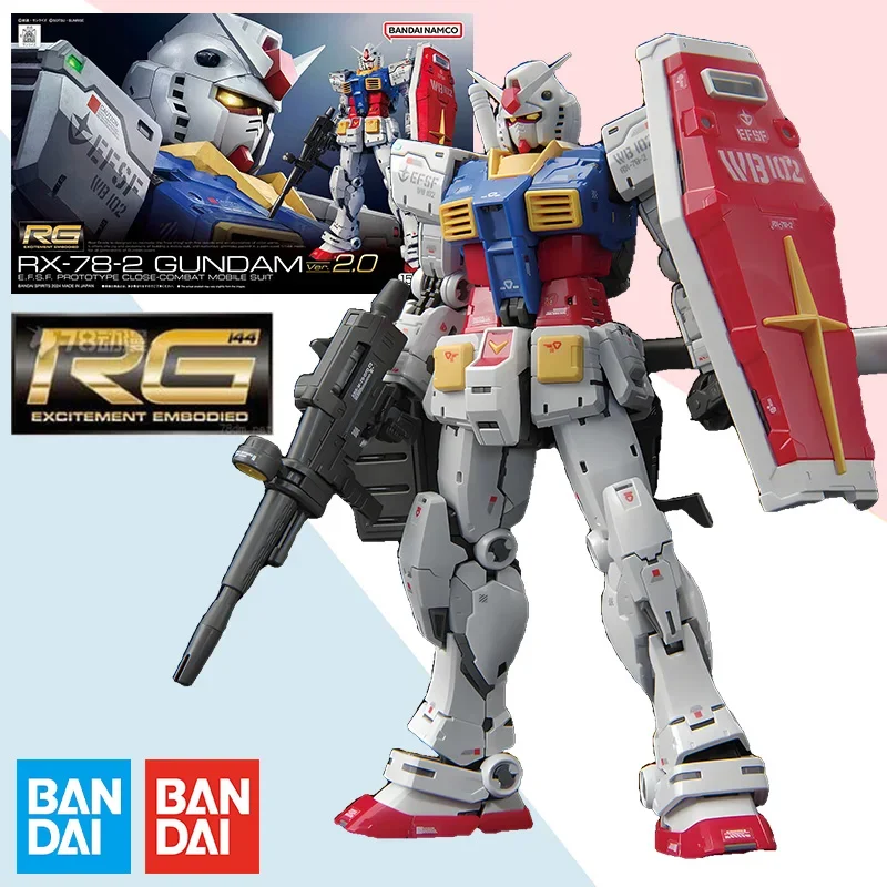 

BANDAI Original RG 1/144 Anime Mobile Suit GUNDAM RX-78-2 Ver.2.0 Model Assembly Kit Action Figure Toy Gifts for Children Kids