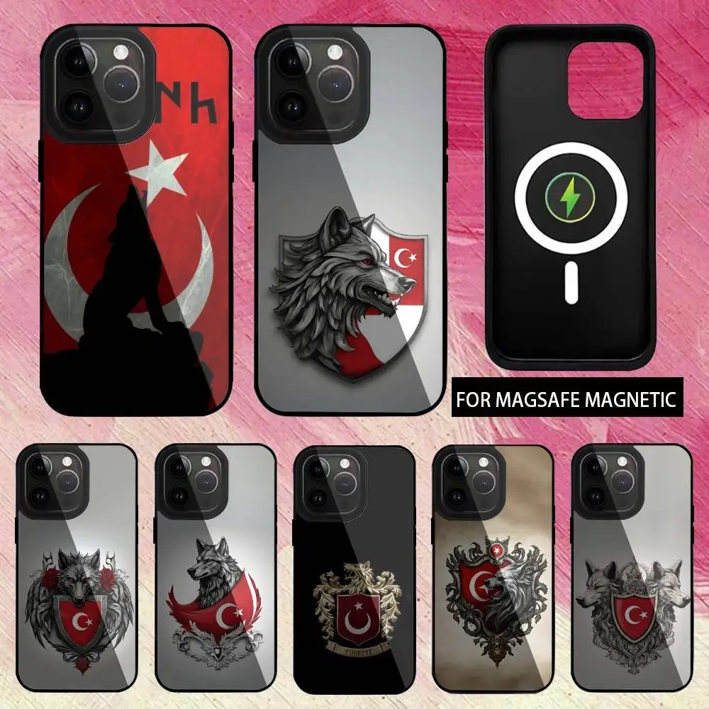 

T-Turk W-Wolf T-Turkey Flag Phone Case For iPhone17,16,15,14,13,12,11 Plus,Pro Max Magnetic For Magsafe Wireless Charging