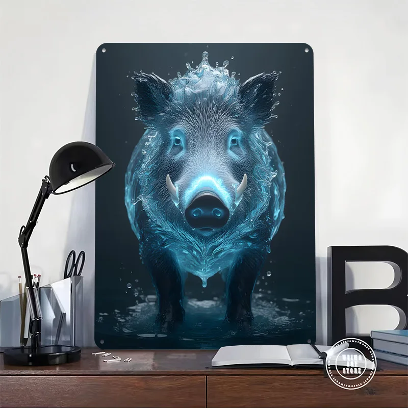 Water Boar Poster Customized Vintage Metal Signs Wall Art Retro Tin Plaque for Custom Plate Bar Accessories Office Decoration