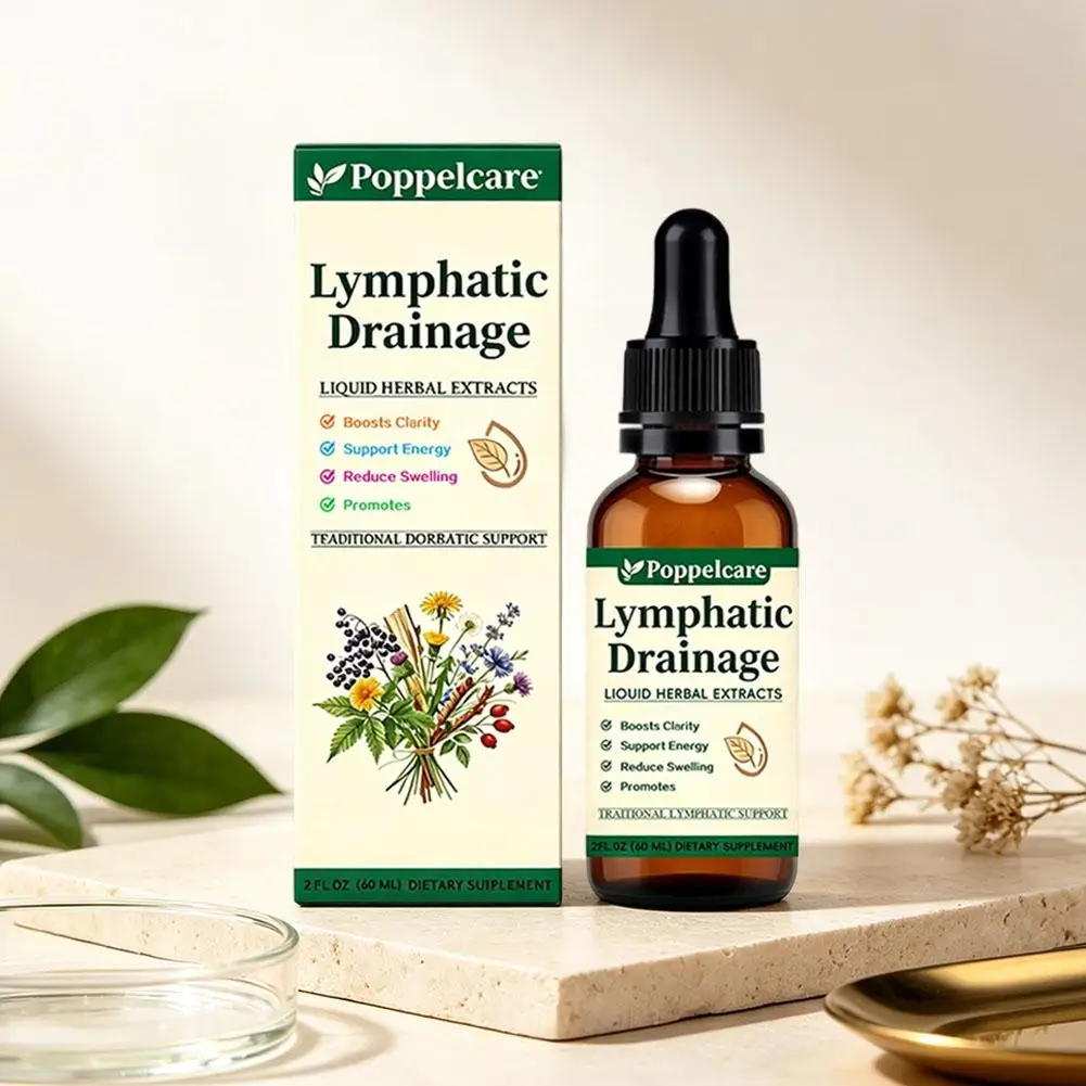 Poppelcare Herbal Lymphatic Care Drops 60ml Dandelion Burdock Root Extract Liquid Daily Wellness Formula for Adults