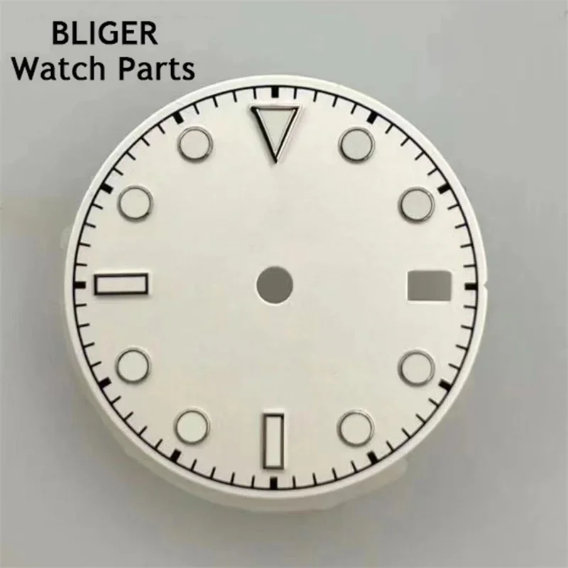 

BLIGER 29mm black blue white watch dial fit NH34 NH35 movement fit 3 o'clock crown 3.8 o'clock crown