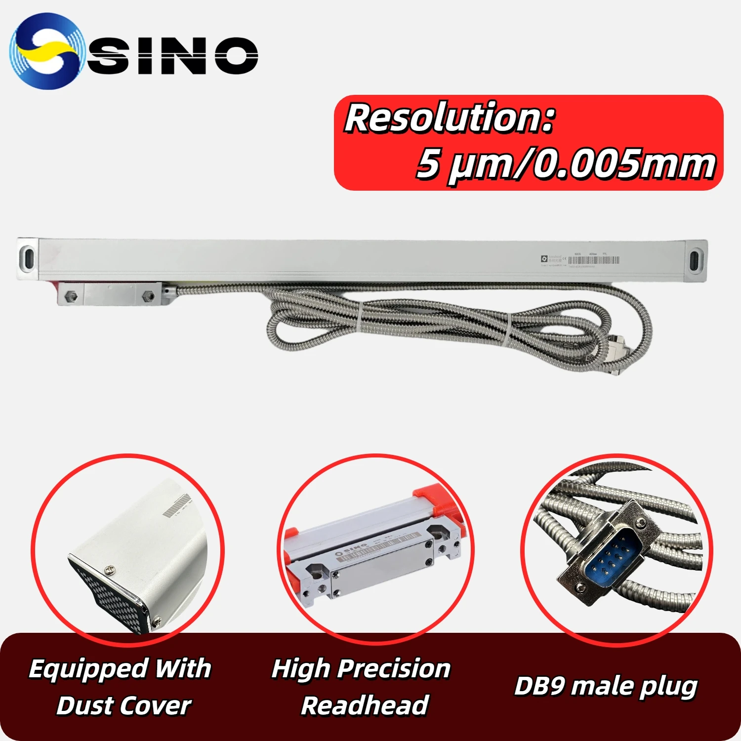 SINO SDS2-3MS 3 Axis DRO kit Milling Lathe Grider Digital Readout Display with 3PCS 5um Optical Ruler Linear Scale Encoder