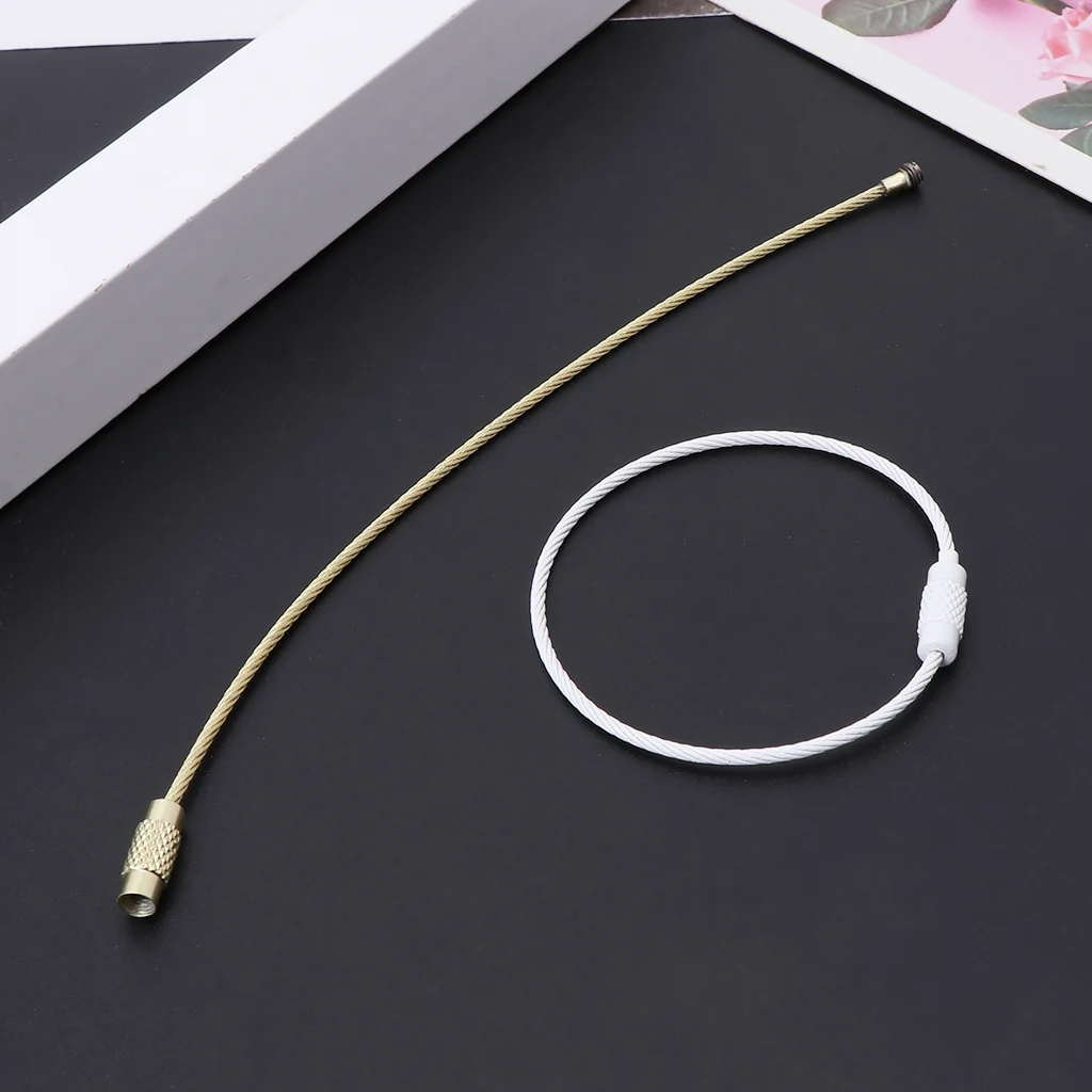 1 قطعة الفولاذ المقاوم للصدأ لمفتاح سلسلة حلقية سلك المفاتيح كابل في الهواء الطلق EDC الأمتعة علامة حلقة حبل كامل اللون