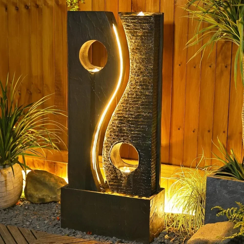 

Water Fountain Outdoor Garden - Waterfall Indoor Modern Large Freestanding Water Feature Fountains Faux Rust