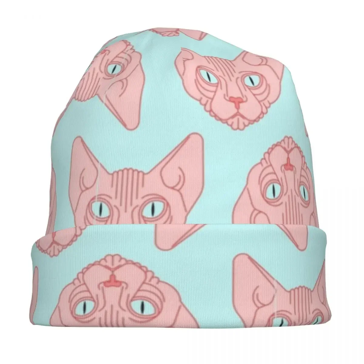 Cute Sphynx Cat Pattern Cap Sphynx Cat Lover Fashion Adult Outdoor Skullies Beanies Hat Spring Warm Dual-use Bonnet Knit Hat