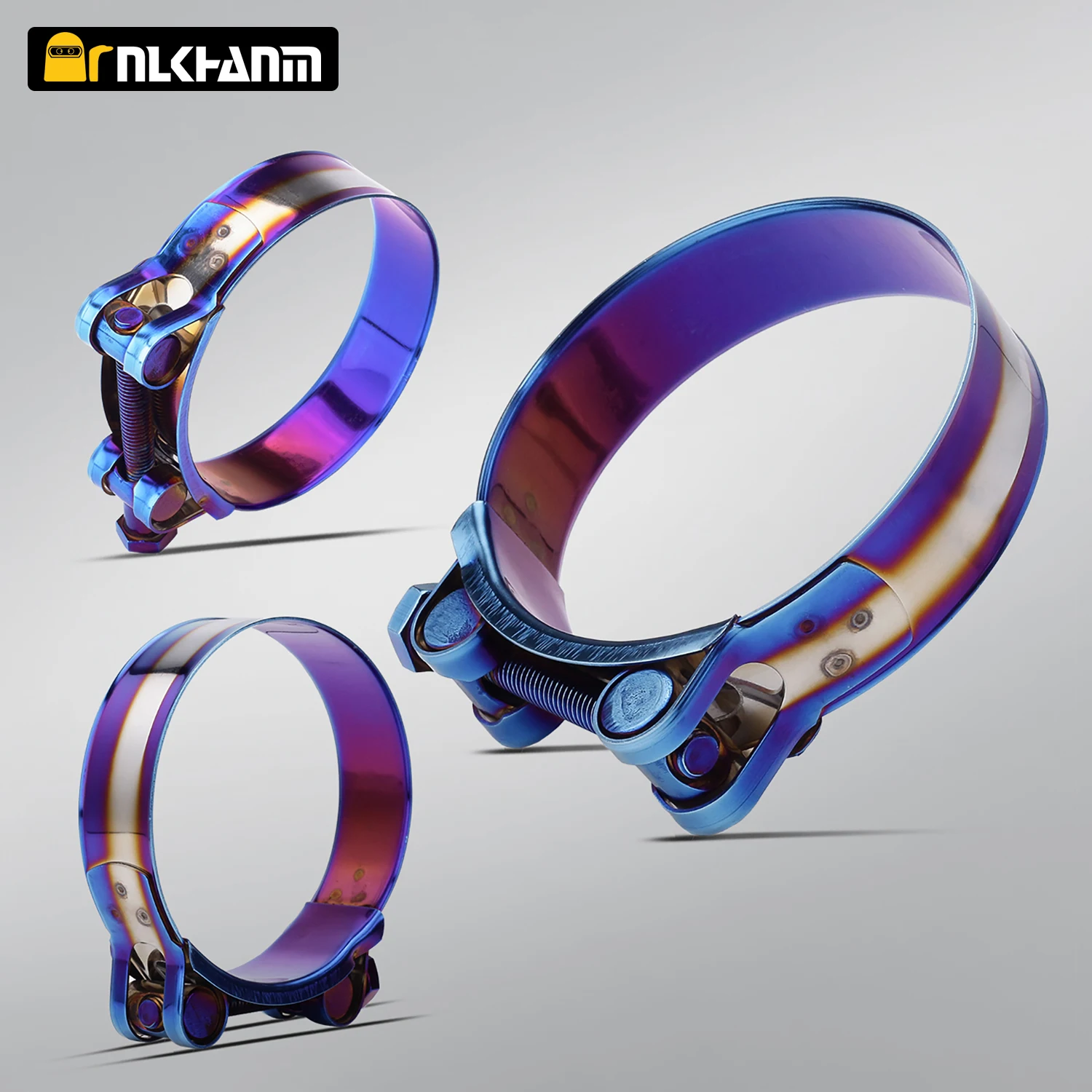 

1pcs 32mm to 85mm T Bolt Clamp Stainless Steel Hose Clamp Kit Adjustable Titanium Blue Hose Clamps 304 Pipe Clips Universal