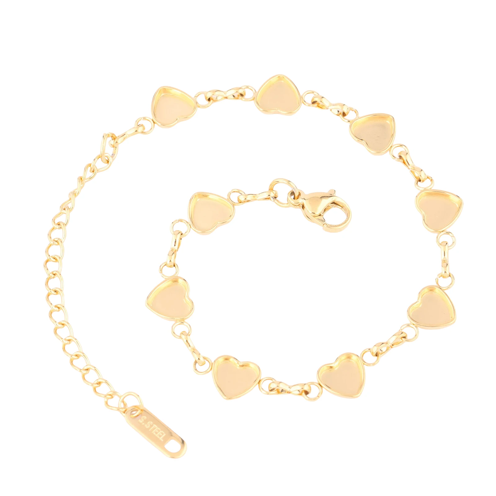 2 Stück Edelstahl vergoldet Herz Cabochon Armband Lünette Fassung Rohlinge 6mm Innen Diy Schmuckherstellung Zubehör