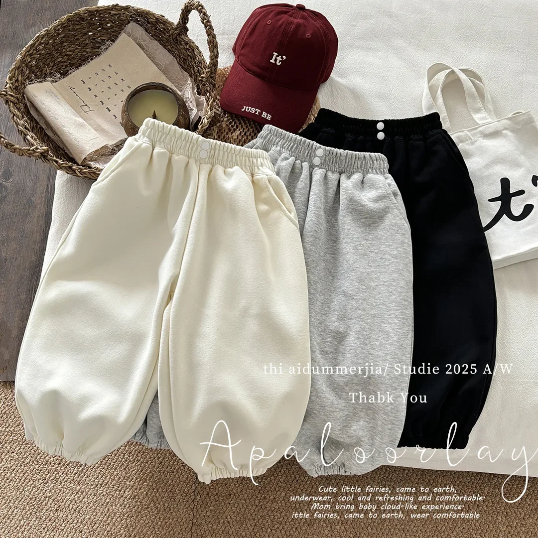 Korea Baby Boy Sweatpants Children Autumn Long Pants Kids Boys Sport Solid Color Trousers Infant Panties Toddler Spring Bottoms