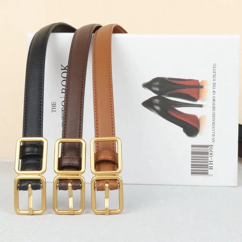 Ceinture en cuir véritable pour femme, sangle de taille en métal, ceinture décorative tout match, robe en jean, surintendant, designer féminin, mode