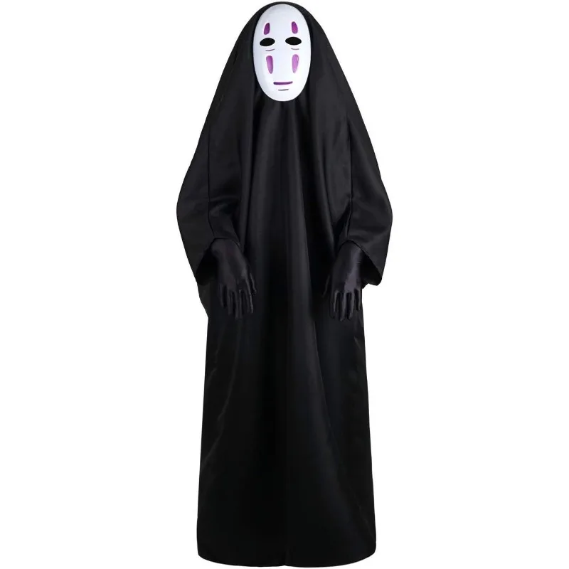 Frauen Männer Schwarz Hoodies Robe Cosplay Kostüm mit Maske Handschuhe für Kinder Erwachsene Halloween Karneval Thema Party Outfits