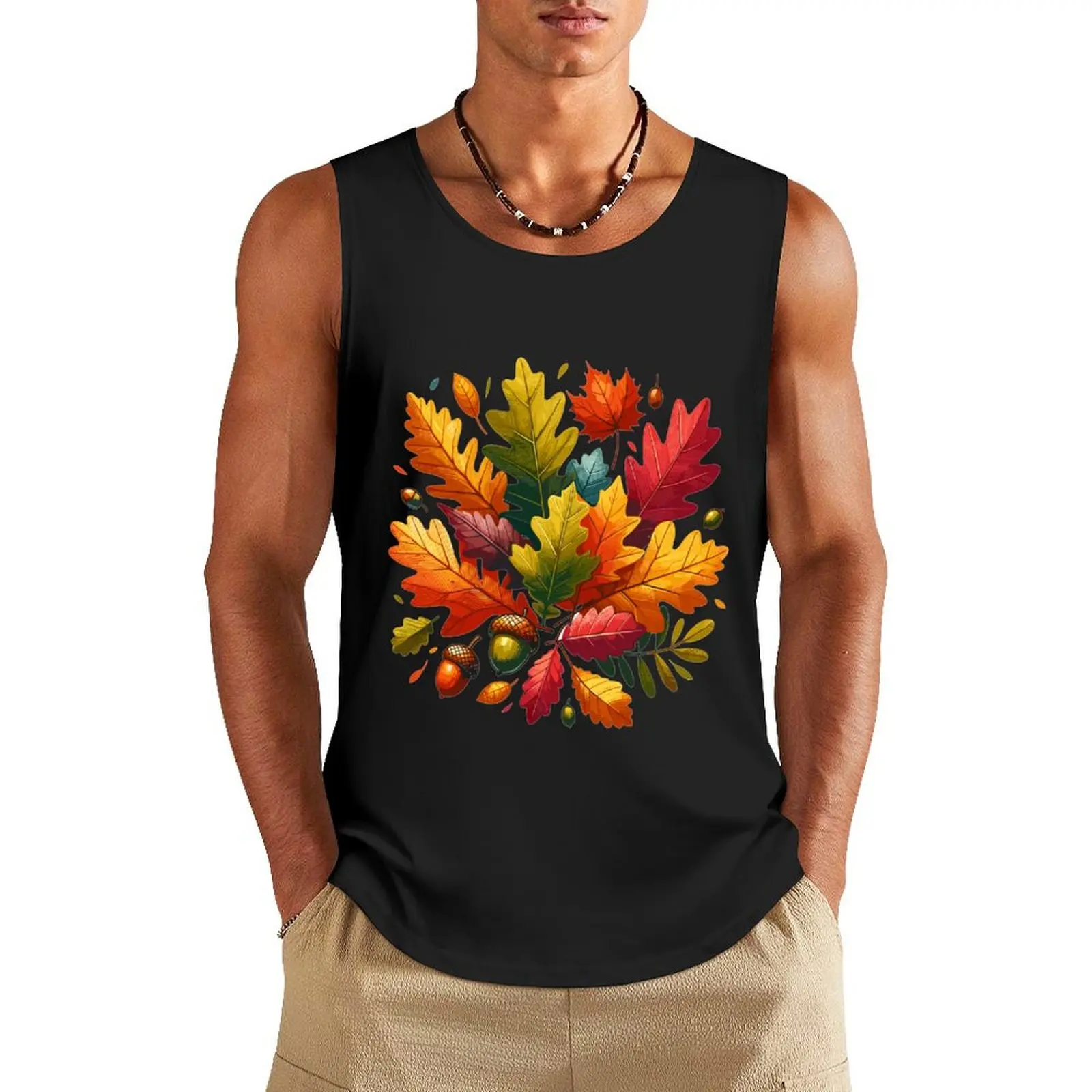 autumn leaves Tank Top Vest for boy sports t-shirts for men gym for men bodybuilding t-shirt