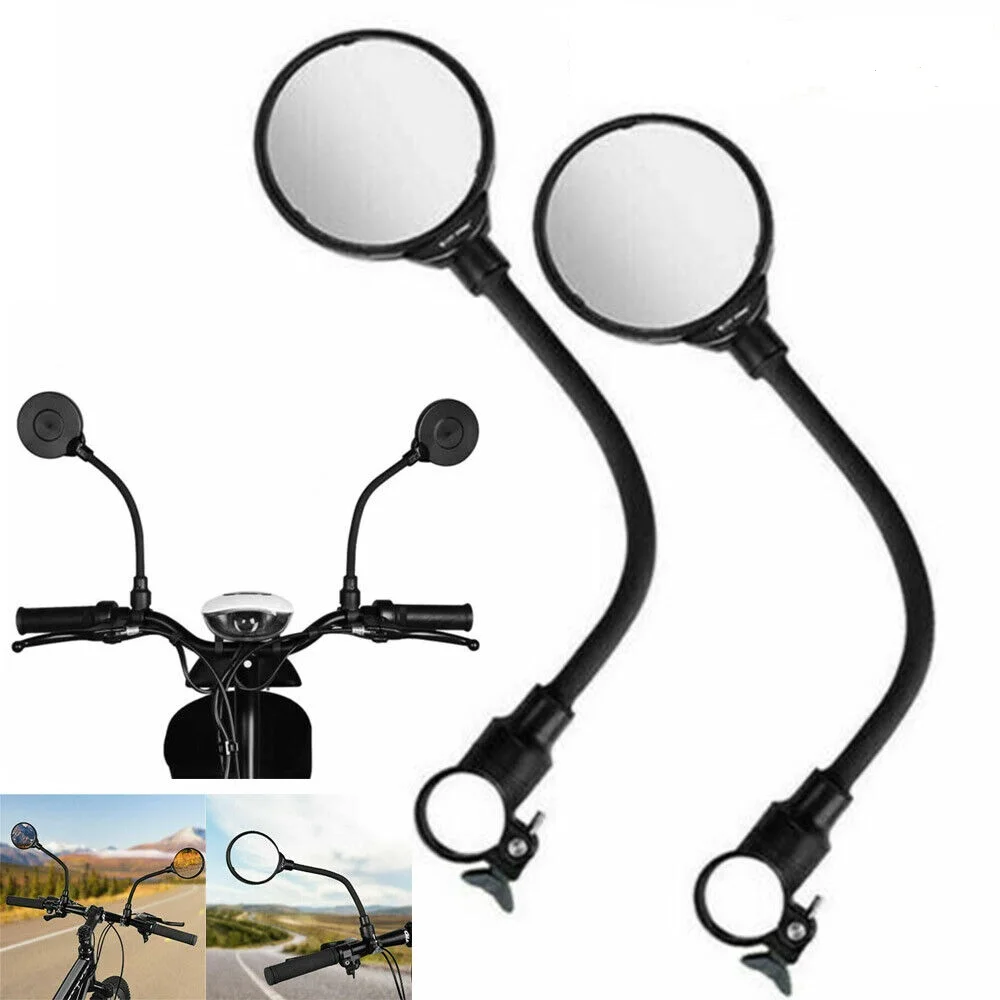 Bicycle Rearview Handlebar Mirrors 360 Rotatable For Mountain Road Bike Motorcycle Bendable Hose Adjustable Rearview Mirror