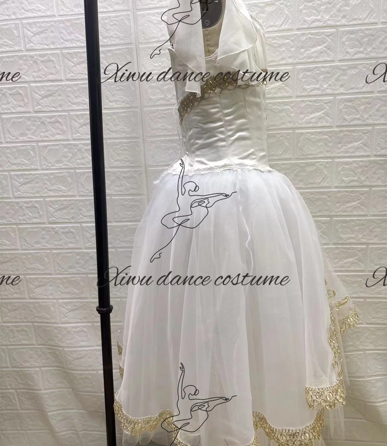 Elegant Custom Size Kids Girls Women Adults Dance Performance Wear Long Costumes Cream White Romantic Ballet Tutu Dress