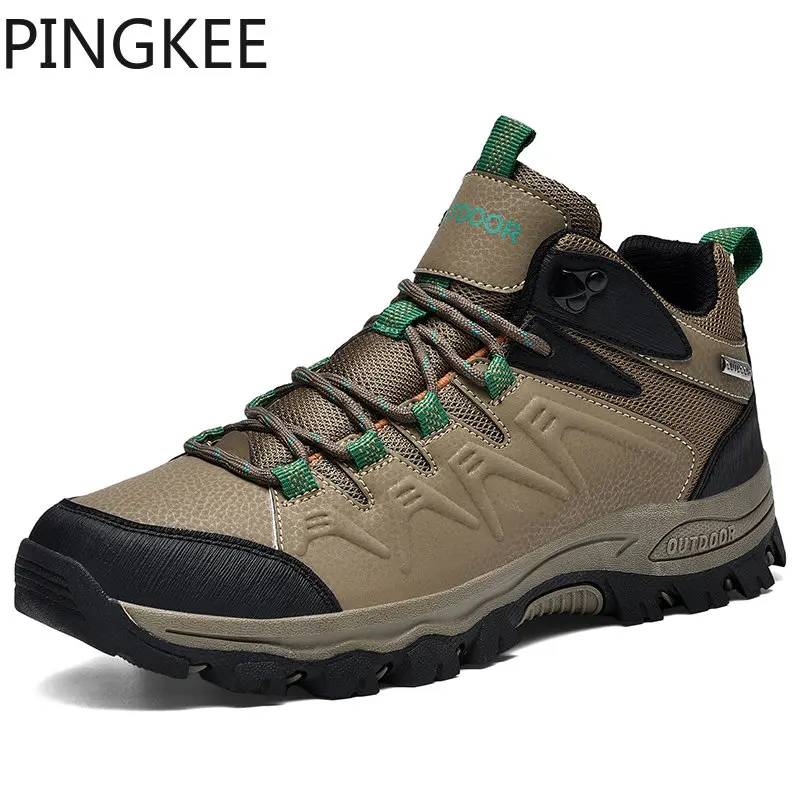 

PINGKEE Midsole Absorbs Shock Cushioned Traction Breathability Durability Lace Up Closure Light Hikes Outdoor Sneakers Men Shoes