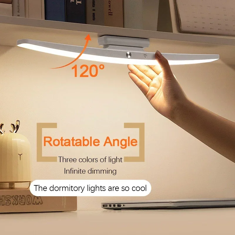 LED Desk Lamp Hanging Magnetic Table Lamp Touch Usb Rechargeable Stepless Dimming Cabinet Closet Wardrobe Portable Night Light